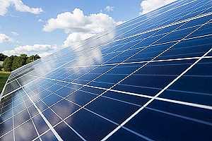 Closeup view of solar panel. Green building construction usually generate renewable energy on-site or off-site
