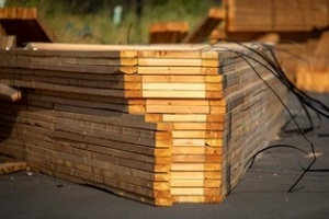 lumber deck in lumber yard
