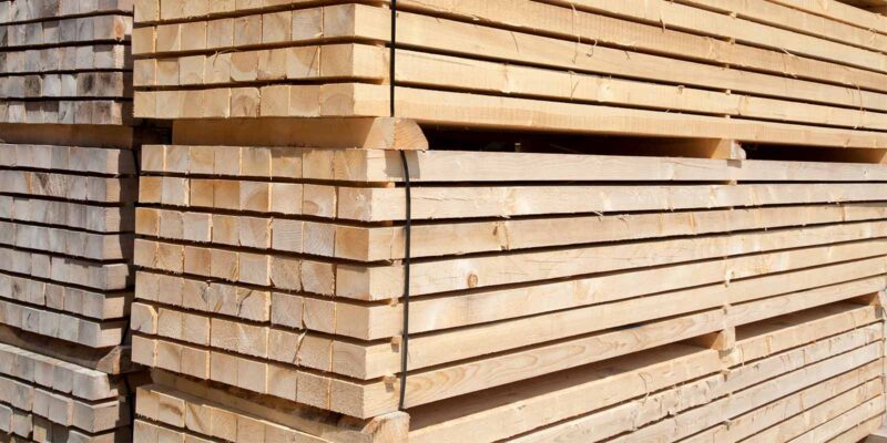 stack of products for a wholesale lumber supplier