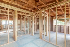 wood framing inside new building house