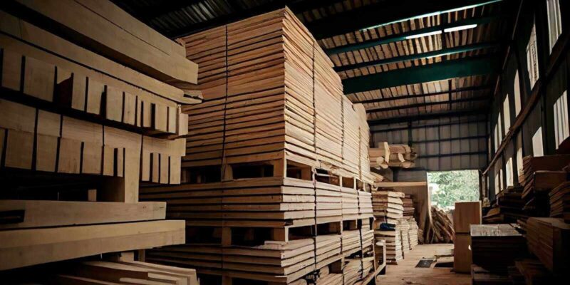 wholesale lumber in a wood shop with different size options