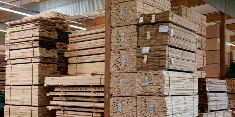 stacks of ACX plywood piled up in warehouse